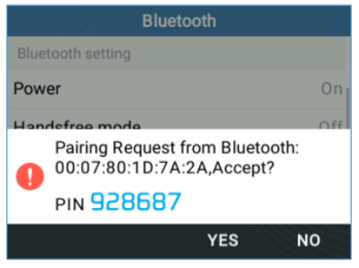 Bluetooth Pairing Request